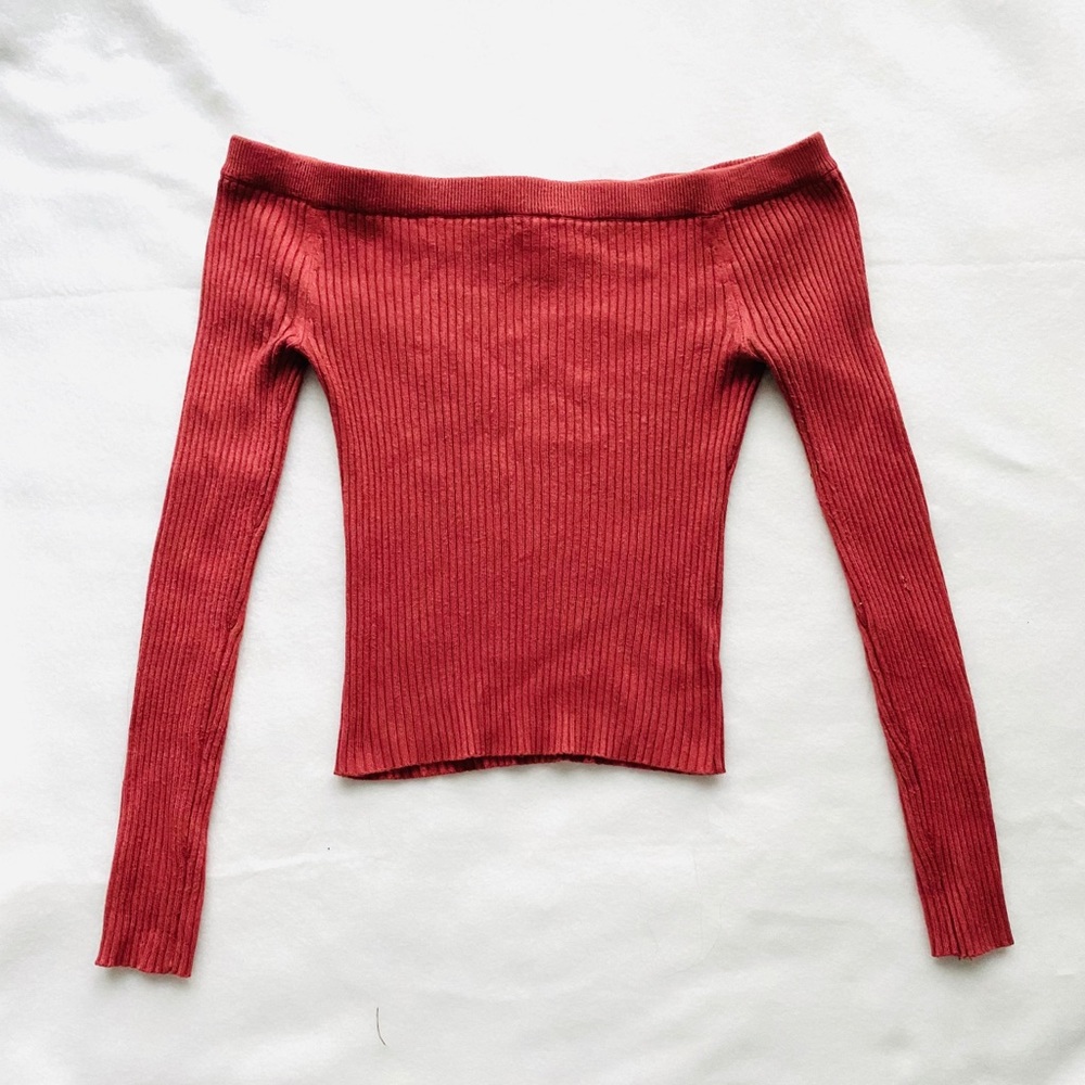 Forever 21 rust orange off-shoulder top